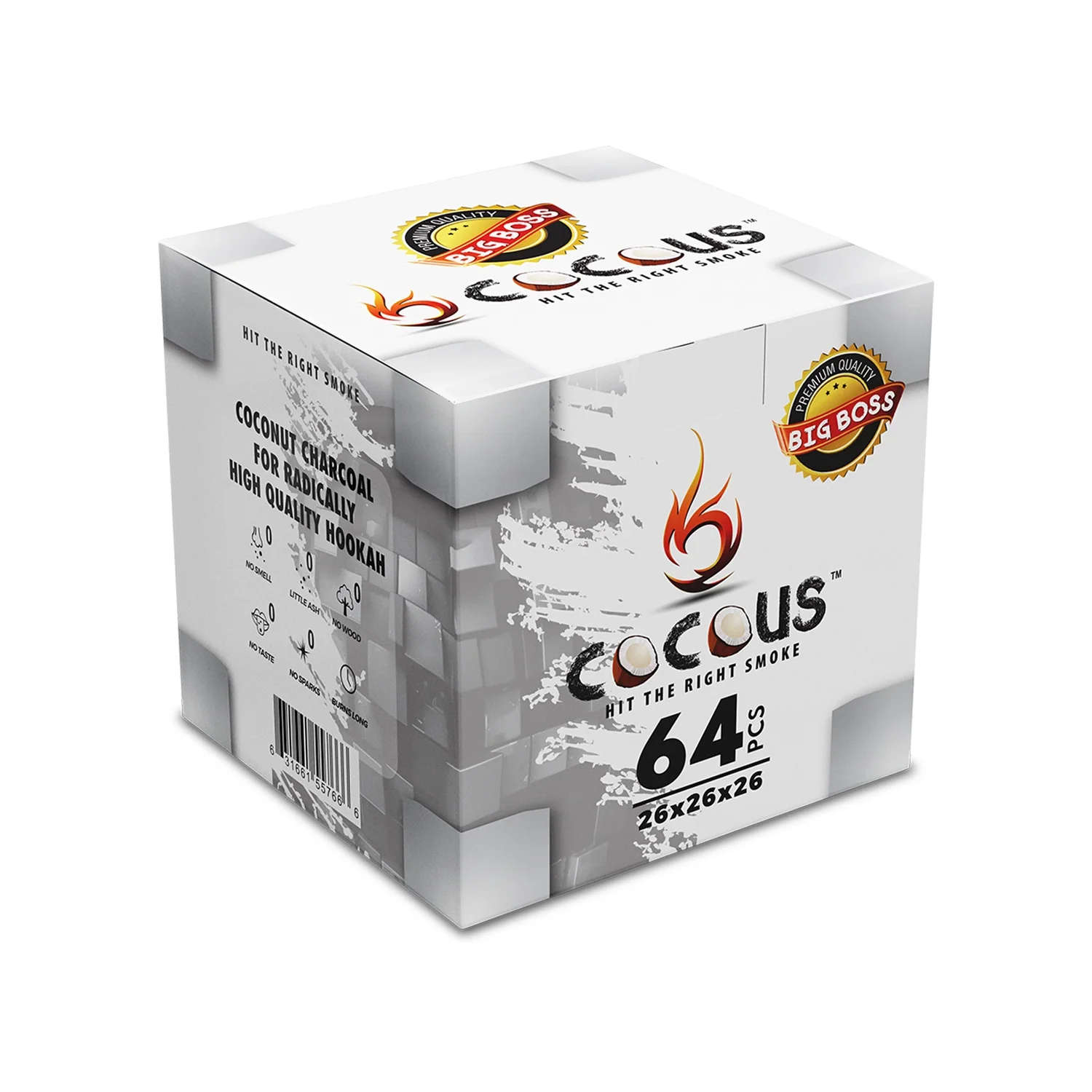 cocous-big-boss-hookah-coals CocoUS Coconut Charcoal (64 Pieces - Big Boss Cubes) - Image 1