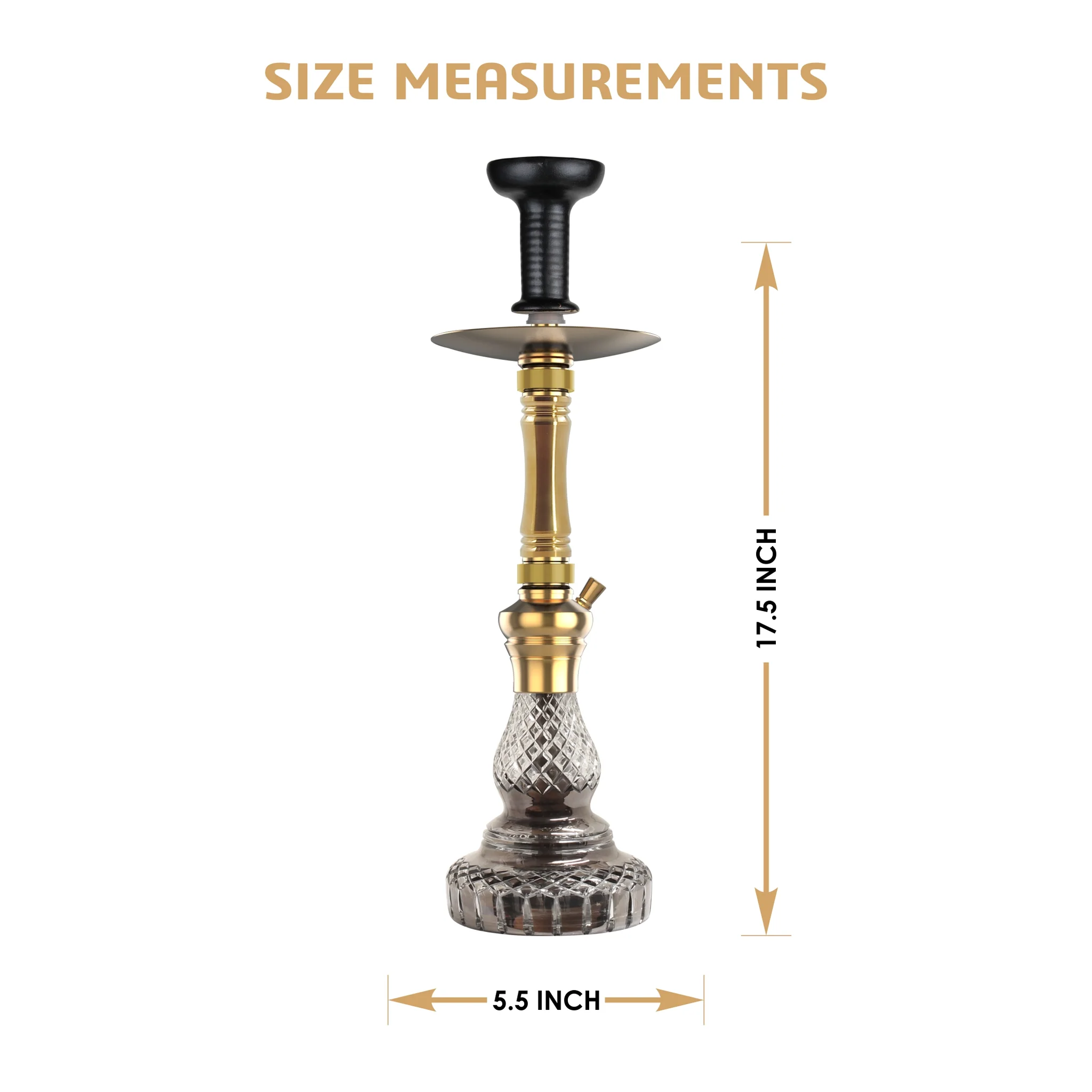 cocoyaya-pablo-hookah-size-measurements COCOYAYA Jade Series - Pablo Hookah - Image 2